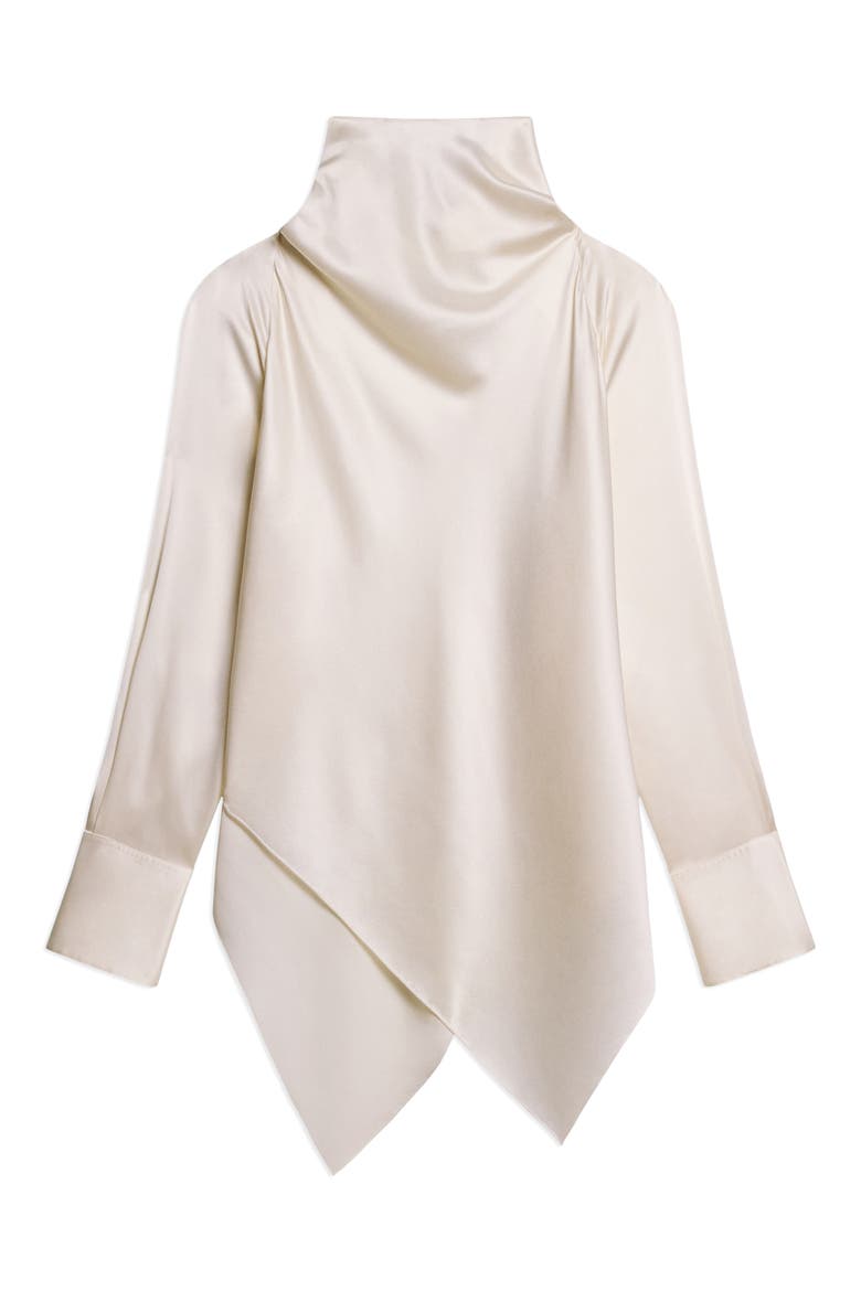 Silk Cowl Neck Top, Alternate, color, IVORY