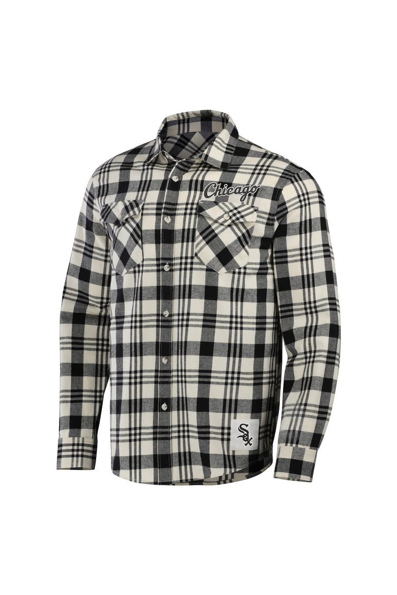 Men's Darius Rucker Collection by Fanatics Black Chicago White Sox Plaid Flannel Button-Up Shirt, Alternate, color, Black