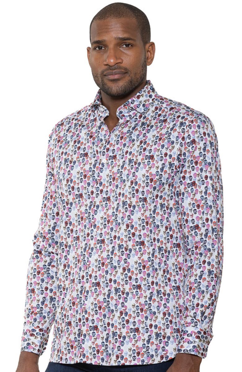 Luchiano Visconti Multi colored skull long sleeve woven shirt, Main, color, 
