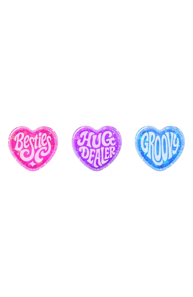 Schylling Set of 3 Teenie Sparkle NeeDoh Squeeze Hearts, Alternate, color, Multi