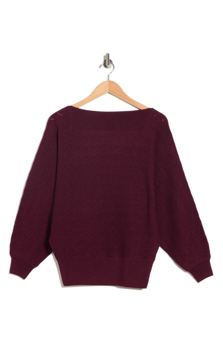 Trina Turk Halima Blouson Sleeve Merino Wool Sweater, Alternate, color, Amaranth