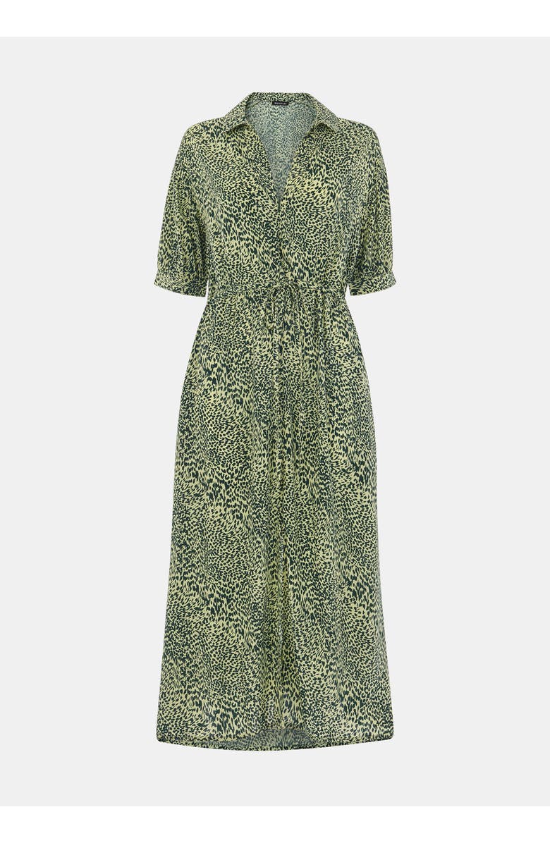 Whistles Diagonal Leopard Print Midi Dress, Alternate, color, Yellow/Multi