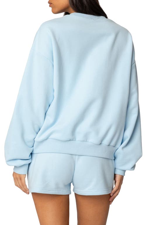 Shop Edikted Super Oversize Crewneck Sweatshirt In Light-blue
