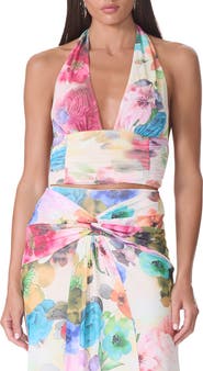 AFRM Gabriella Floral Plunge Halter Top