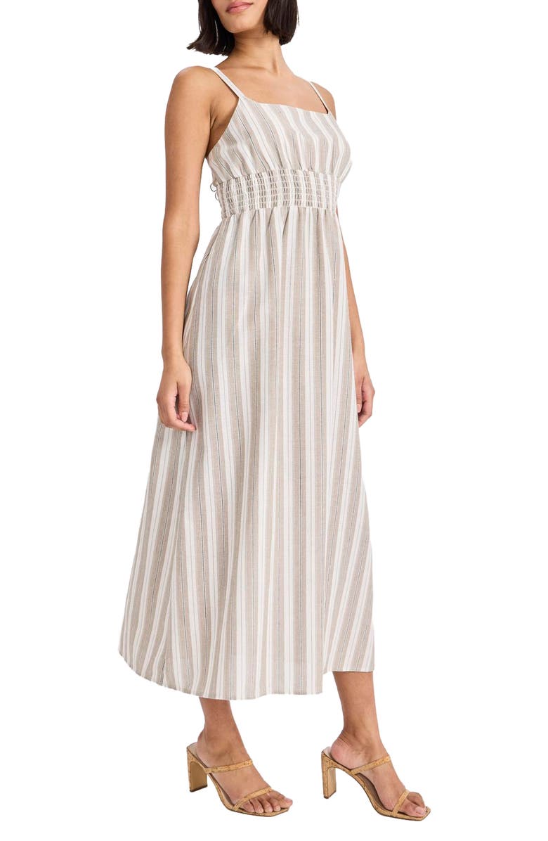 The Good Journey Stripe Square Neck Midi Dress, Alternate, color, Tan Combo