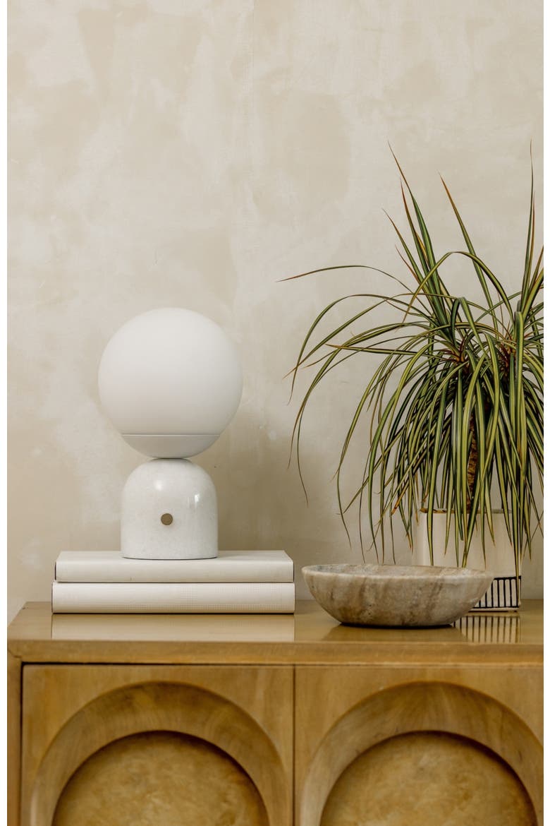 Mila 9.85" Marble LED Bedside Table Lamp with Built-In 3-Way Dimmer, Alternate, color, White