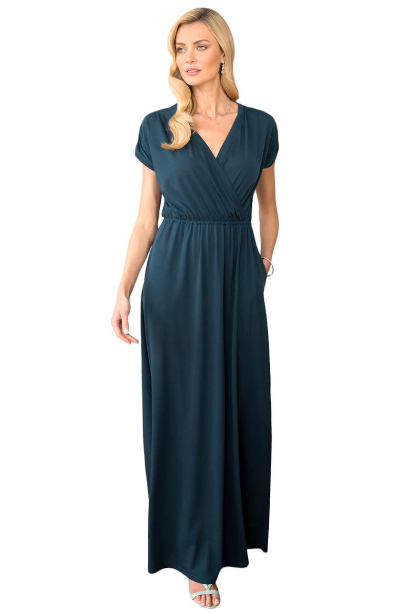 HotSquash London V-Neck Maxi Dress with Short Sleeves, Alternate, color, 