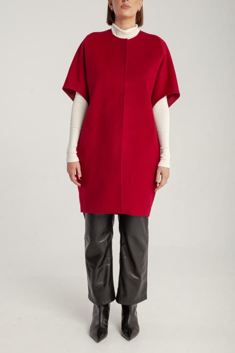 Cashmere Short Sleeve Crew Neck Coat
