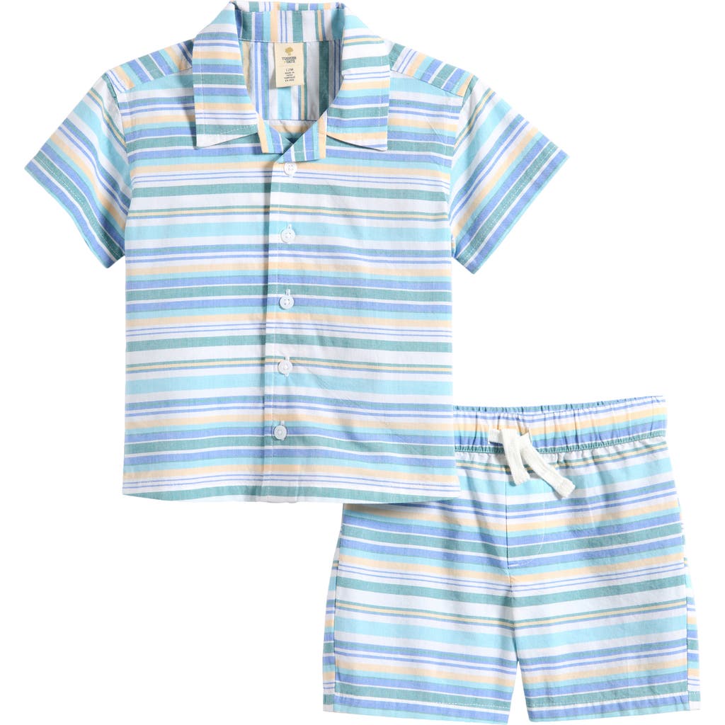 Tucker + Tate Patterned Cotton Camp Shirt & Drawstring Shorts Set