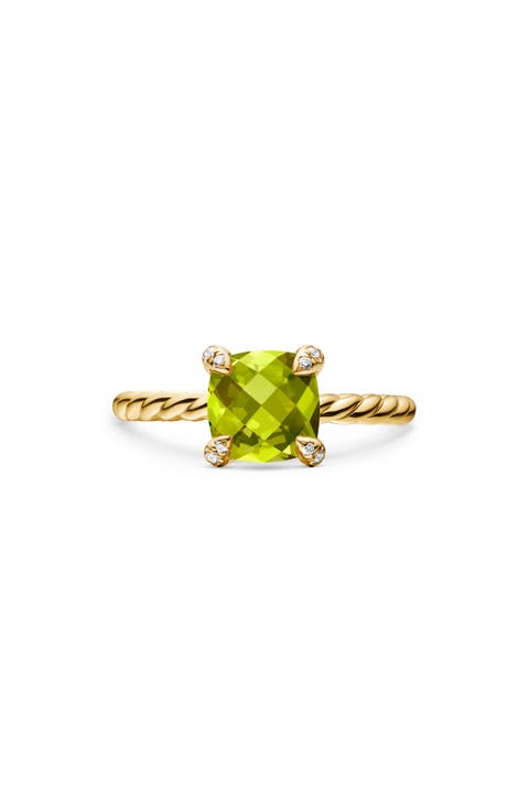 Chatelaine® Ring in 18K Yellow Gold with Peridot & Diamonds