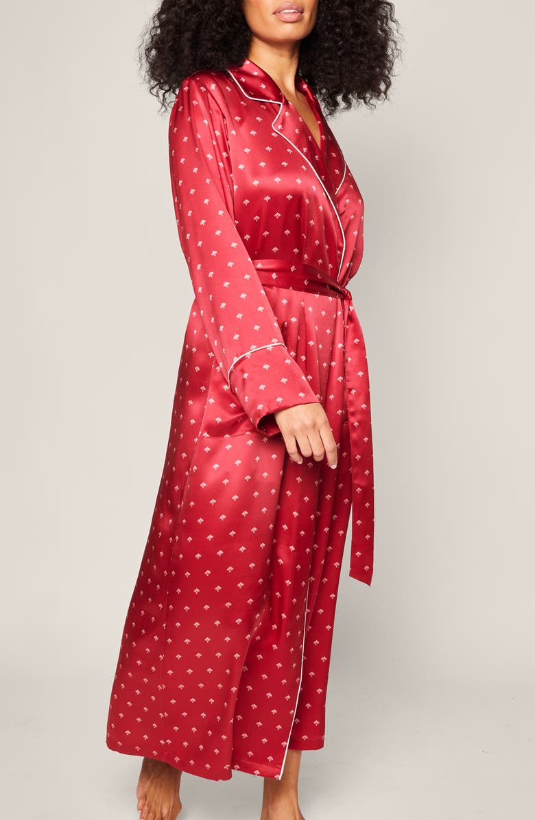 Petite Plume Mulberry Silk Robe, Alternate, color, Red