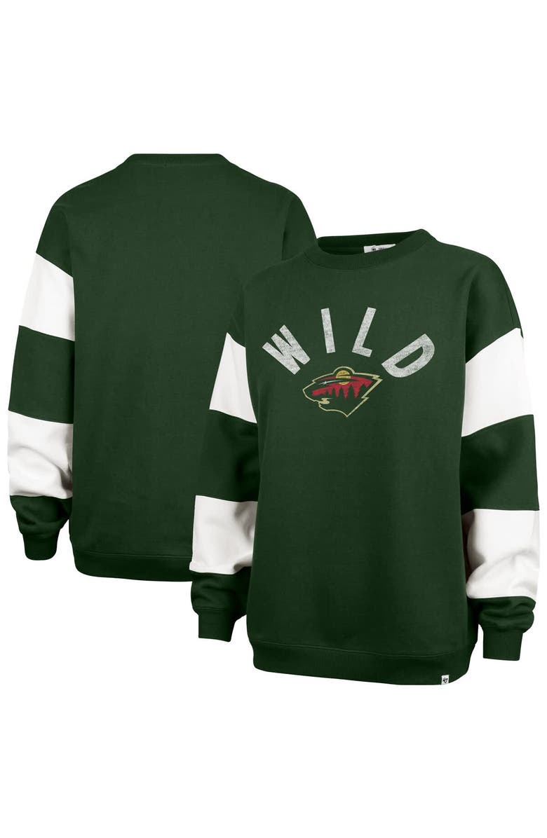 '47 Women's '47 Green Minnesota Wild Eephus Barred Pullover Sweatshirt, Alternate, color, 