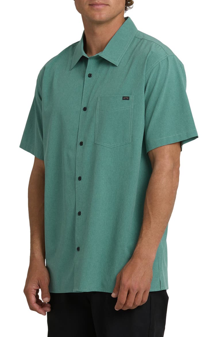 Surftrek Print Short Sleeve Button-Up Shirt, Alternate, color, SEA GREEN