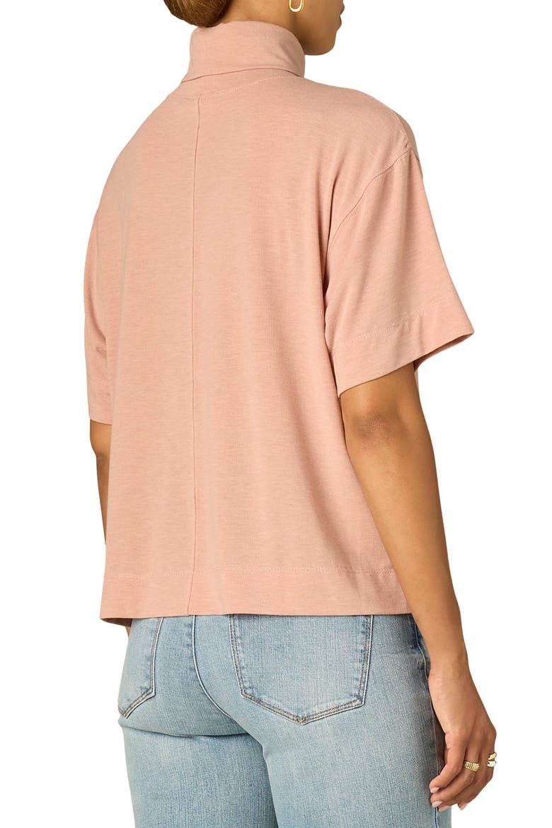 Boxy Elbow Sleeve Turtleneck Top, Alternate, color, HEATHER ROSE TAN