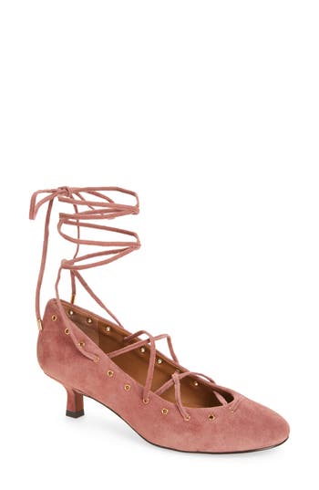 Madewell Remy Wraparound Ankle Strap Kitten Heel Pump in Rosy Mauve at Nordstrom Rack, Size 7