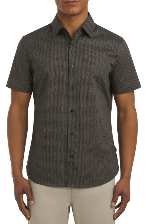 Campbell Short Sleeve Stretch Cotton Button-Up Shirt