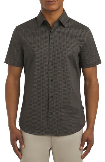 Dkny Sportswear Campbell Short Sleeve Stretch Cotton Button-up Shirt