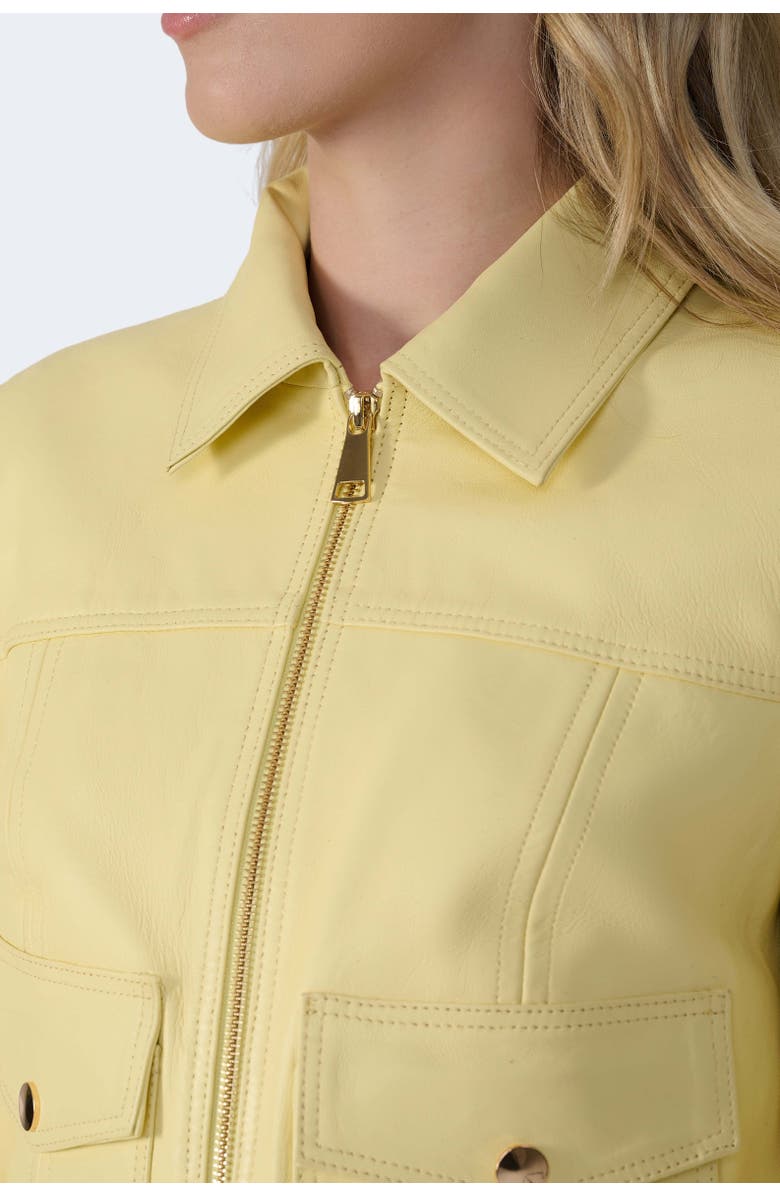 Furniq UK Flora Leather Jacket, Alternate, color, Butter Yellow