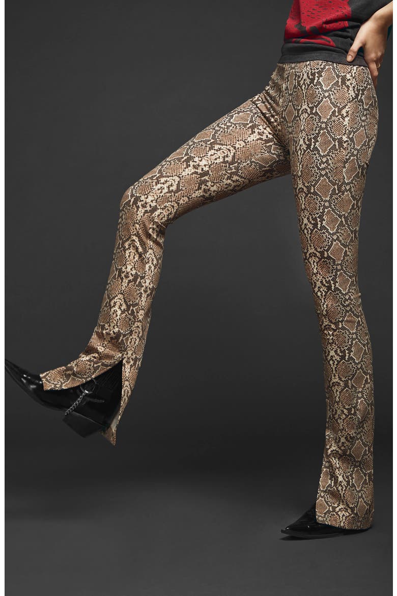 Python Print Split Cuff Cigarette Pants, Alternate, color, PYTHON