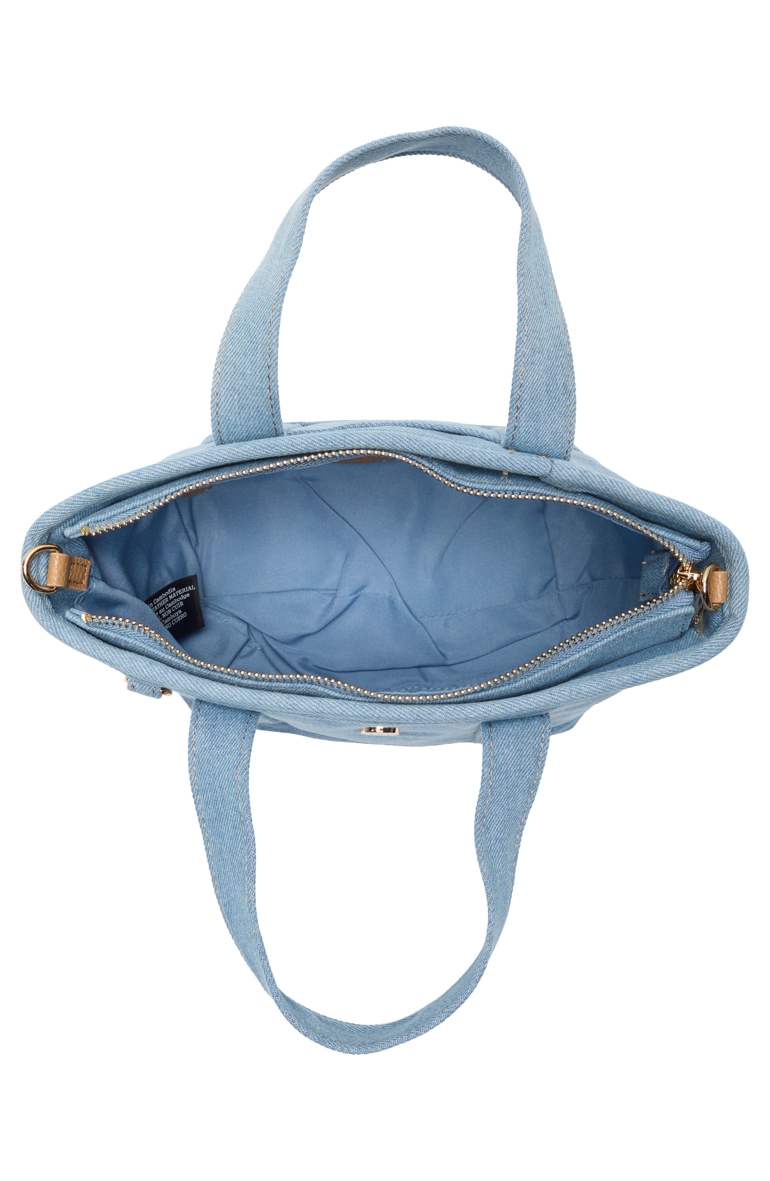 Nanette Lepore Small Convertible Denim Twill Satchel with Accessories, Alternate, color, Blue Jeans Denim