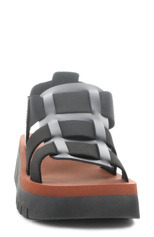 Fly London Samb Platform Wedge Sandal In 000 Black/brick