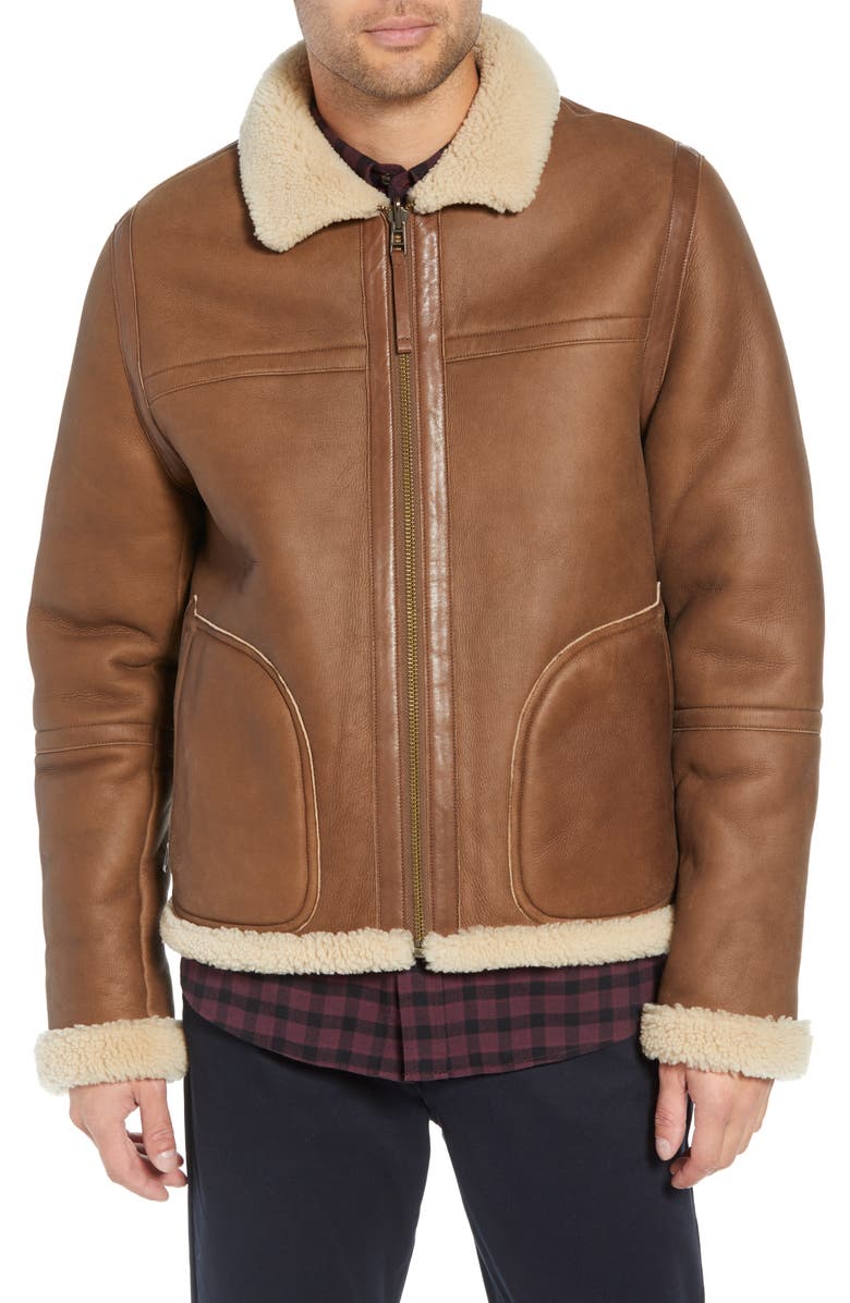 Vince Reversible Genuine Shearling Jacket, Alternate, color, 
