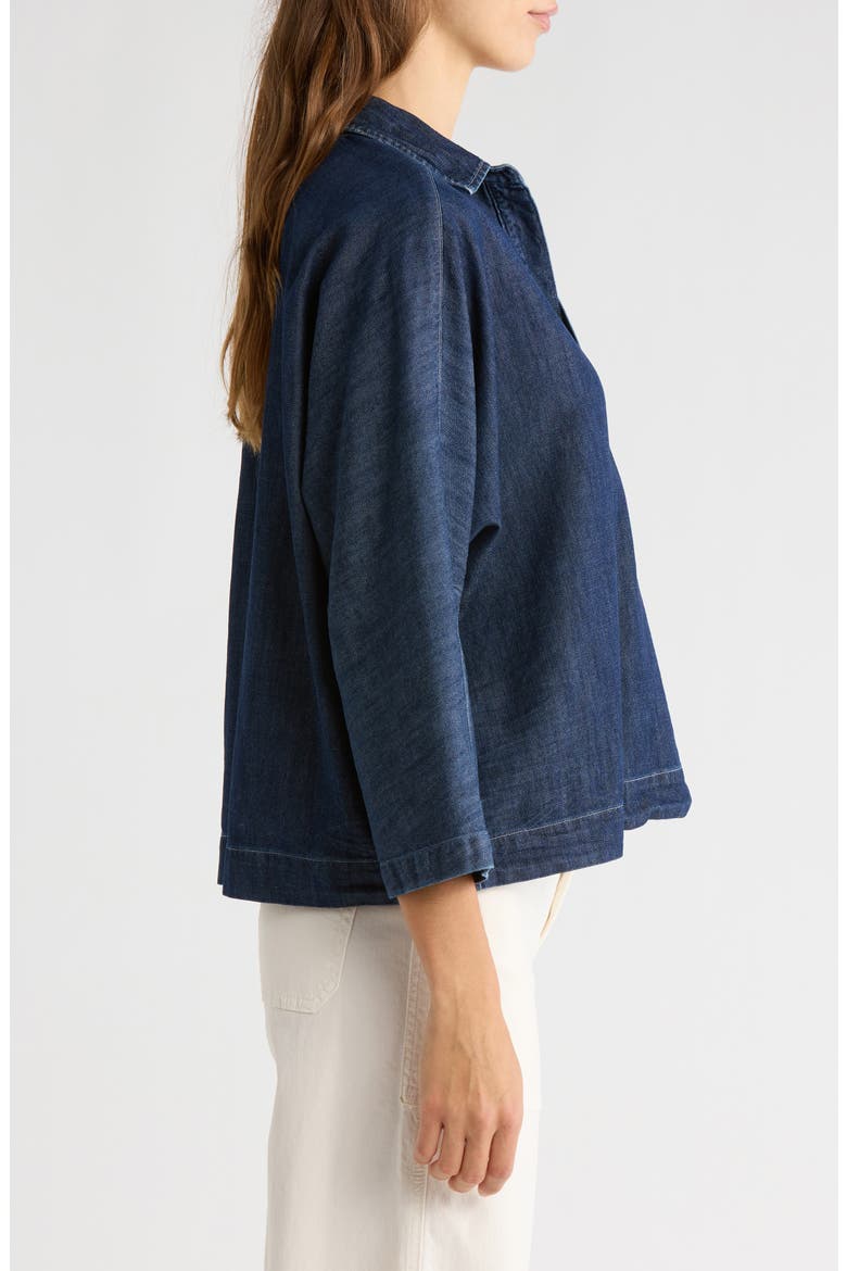Denim Popover Top, Alternate, color, VINTAGE DARK WASH