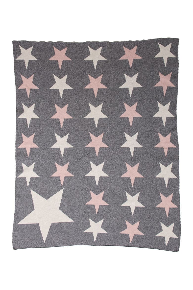 Twinkle Stars Transitional Light Grey Knitted 32" x 40" Baby Blanket, Main, color, LIGHT GREY