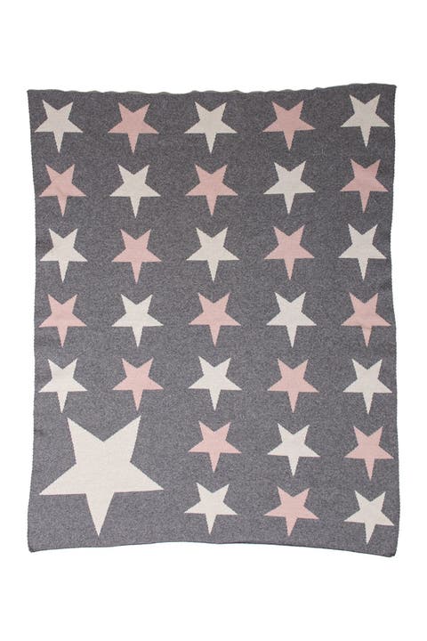 Twinkle Stars Transitional Light Grey Knitted 32" x 40" Baby Blanket