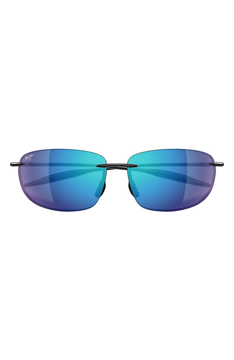 Maui Jim 64mm Oversize PolarizedPlus2<sup>®</sup> Rectangular Sunglasses, Main, color, Black