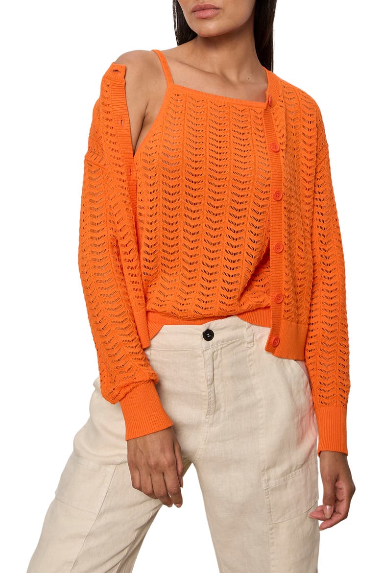 For Keeps Pointelle Cardigan, Main, color, HIBISCUS ORANGE