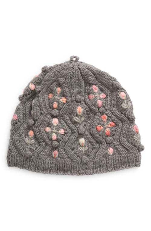 FRENCH KNOT Tilly Wool Beanie in Grey 