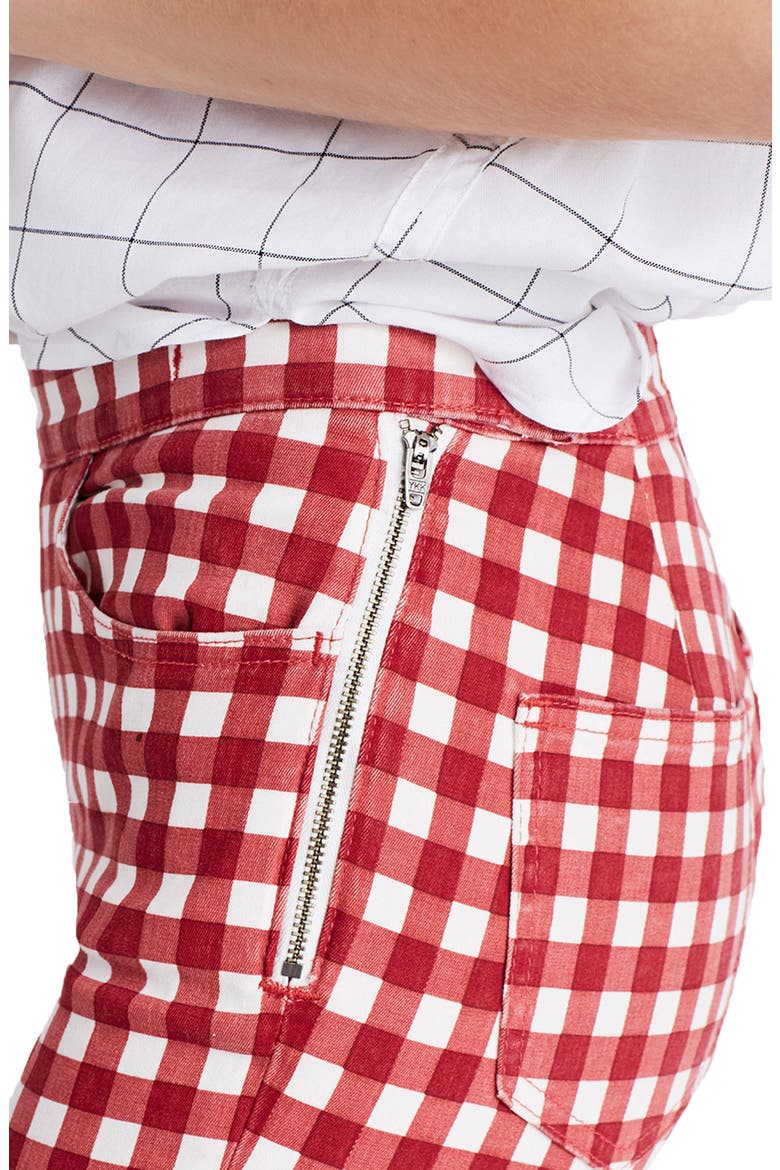 High Riser Gingham Crop Skinny Pants, Alternate, color, GINGHAM PRINT