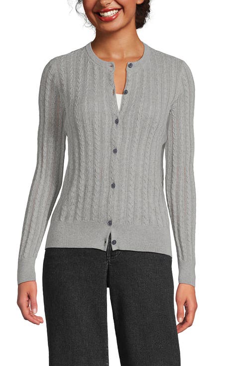 Cotton Pointelle Modern Cardigan Sweater