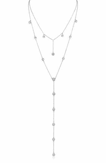 CZ by Kenneth Jay Lane Cubic Zirconia Station Layered Y-Necklace