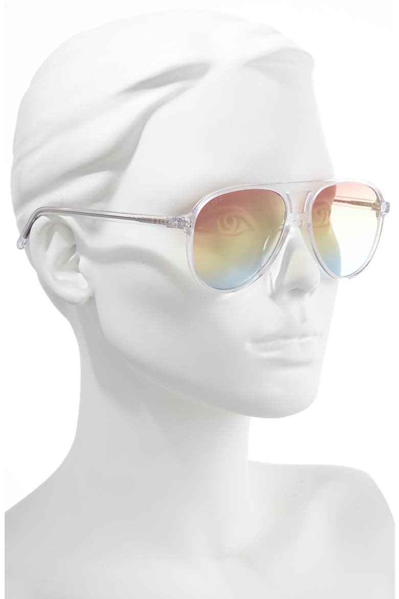x Jonathan Van Ness Tosca 57mm Aviator Sunglasses, Alternate, color, CLEAR/ RAINBOW