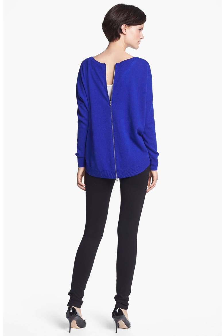 Back Zip Cashmere Sweater, Alternate, color, INDIA INK