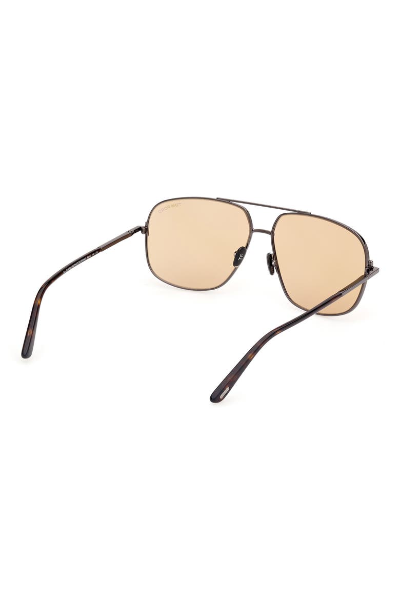 Tex 62mm Navigator Sunglasses, Alternate, color, SHINY GUNMETAL /BROWN