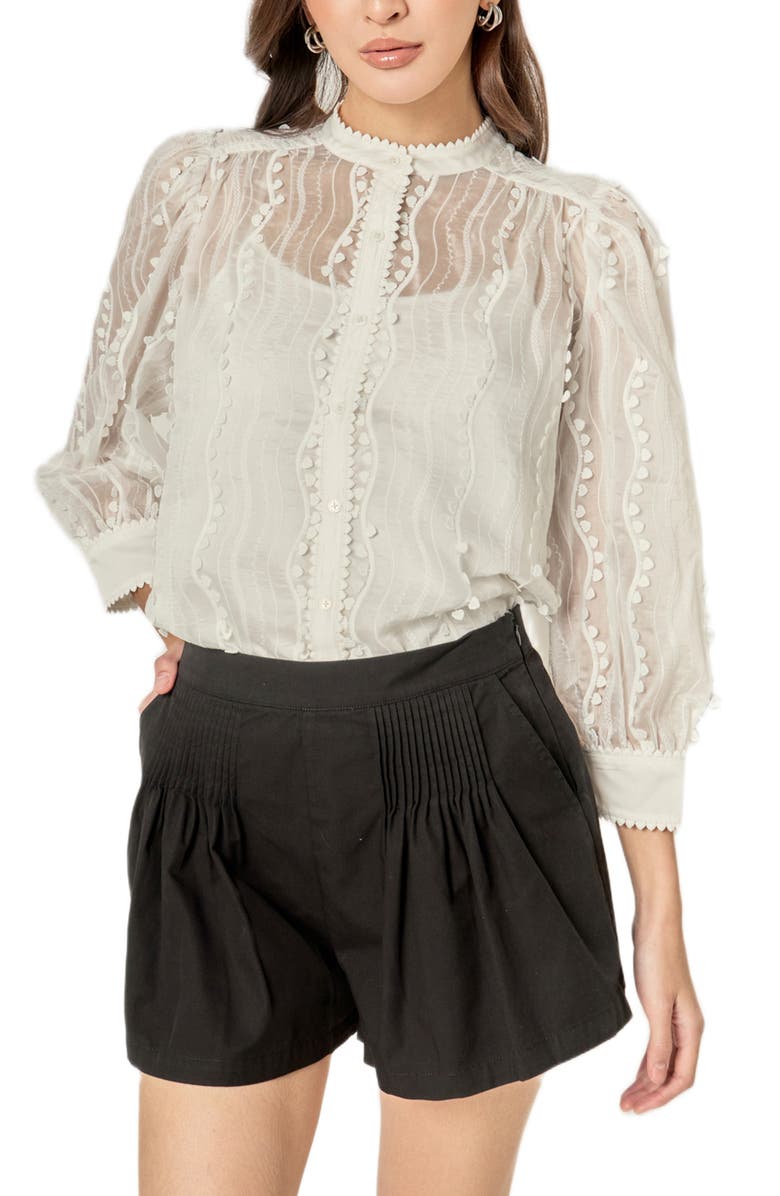 English Factory Heart Trim Shirt, Alternate, color, White