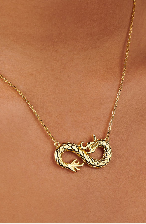 Little Sky Stone Infinity Dragon Necklace In Gold