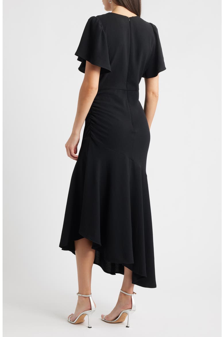 Asymmetric Crepe Maxi Dress, Alternate, color, BLACK