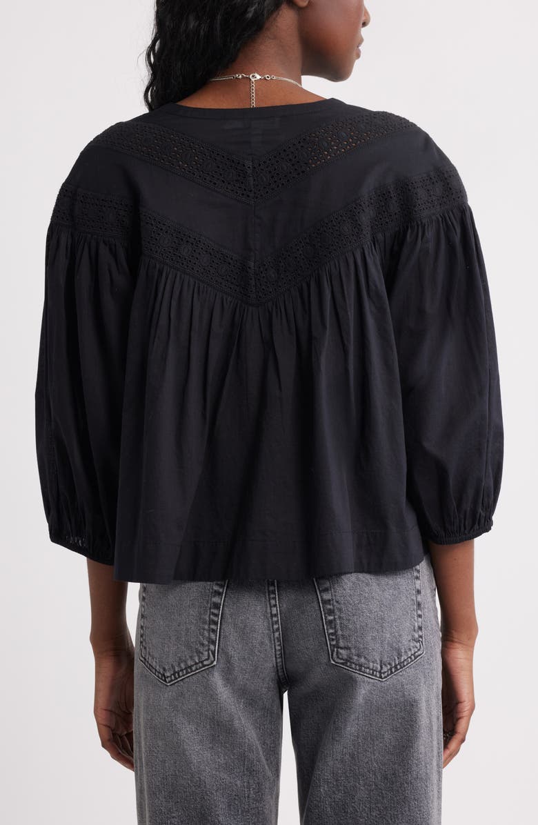 Treasure & Bond Lace Inset Woven Shirt, Alternate, color, Black