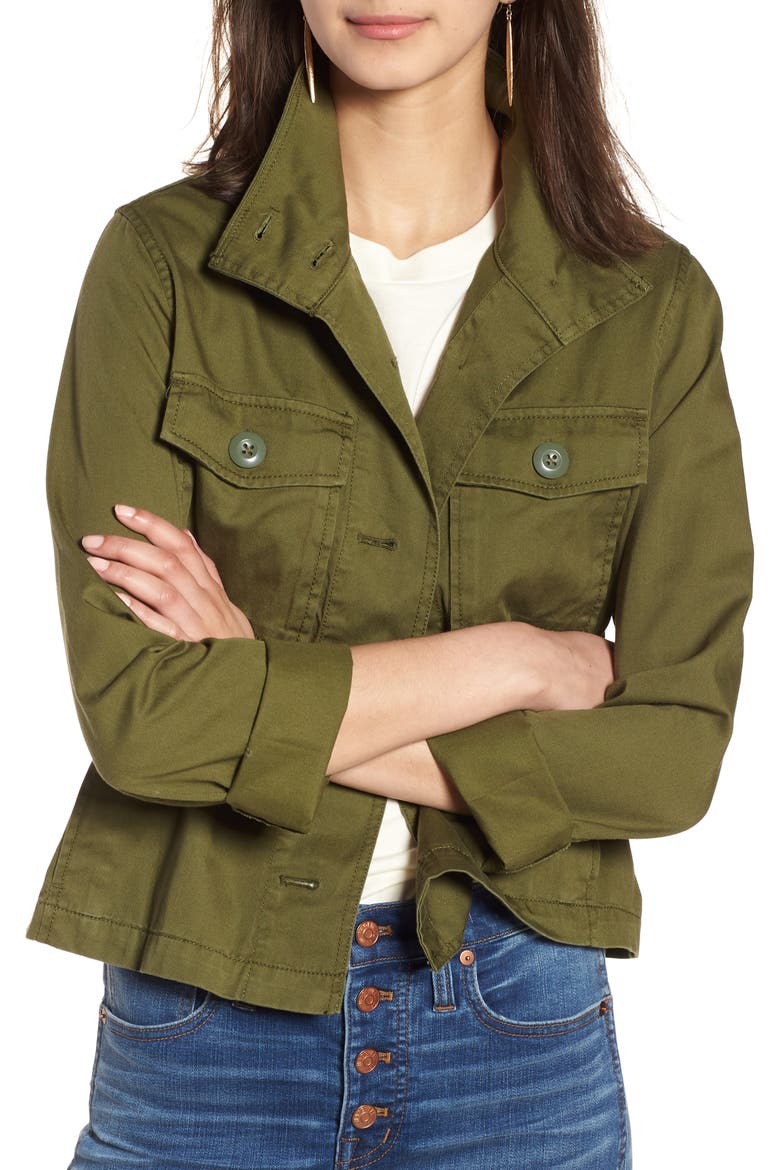 Crop Anorak Jacket, Main, color, DESERT OLIVE