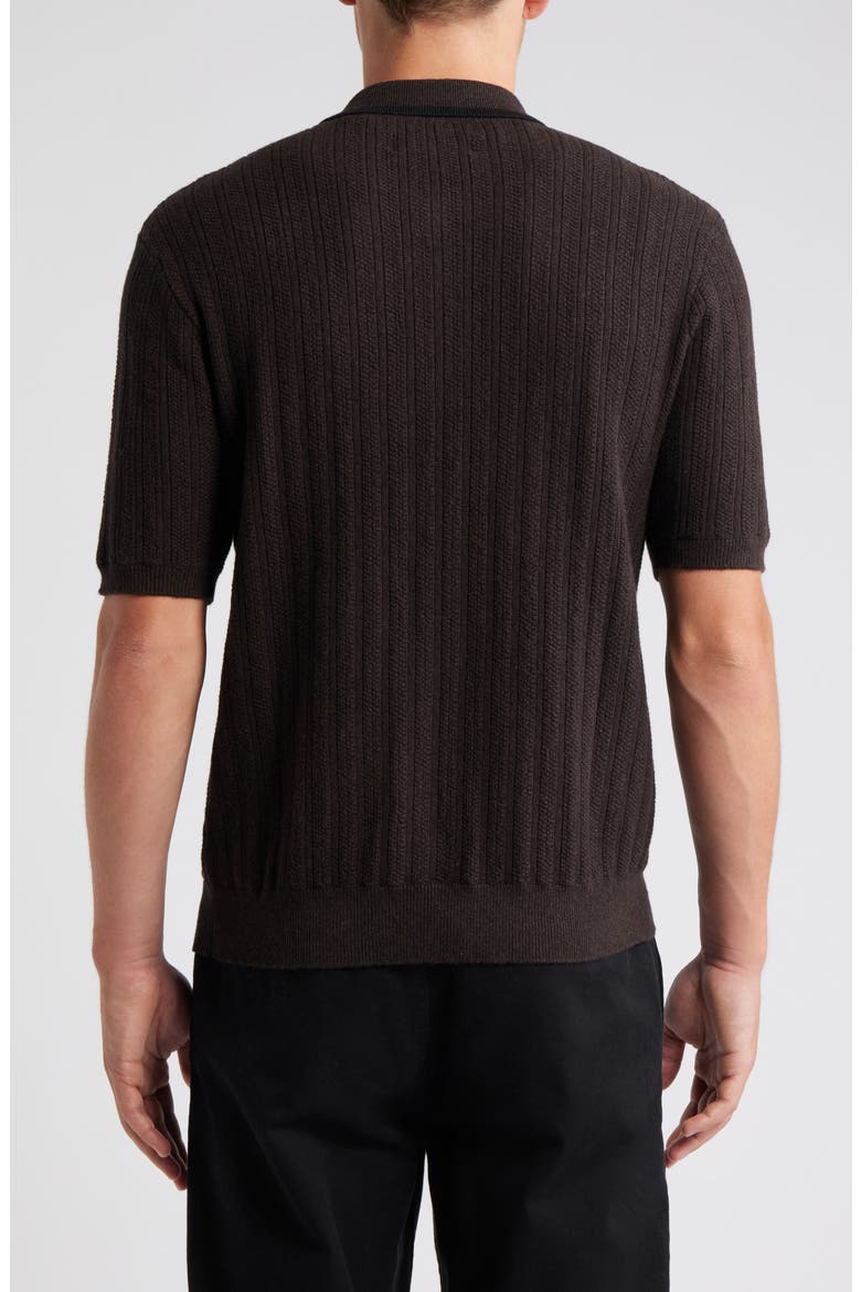 Bury Half Zip Cotton & Cashmere Polo Sweater, Alternate, color, DARK BROWN