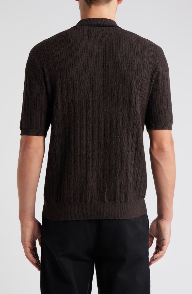 Wax London Bury Half Zip Cotton & Cashmere Polo Sweater, Alternate, color, Dark Brown