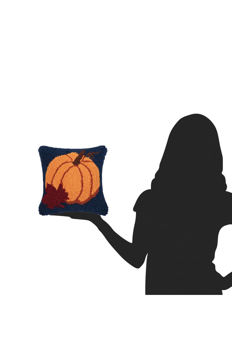 C&F Home Autumn Pumpkin & Leaf Hooked Mini Accent Pillow 10" x 10", Alternate, color, 