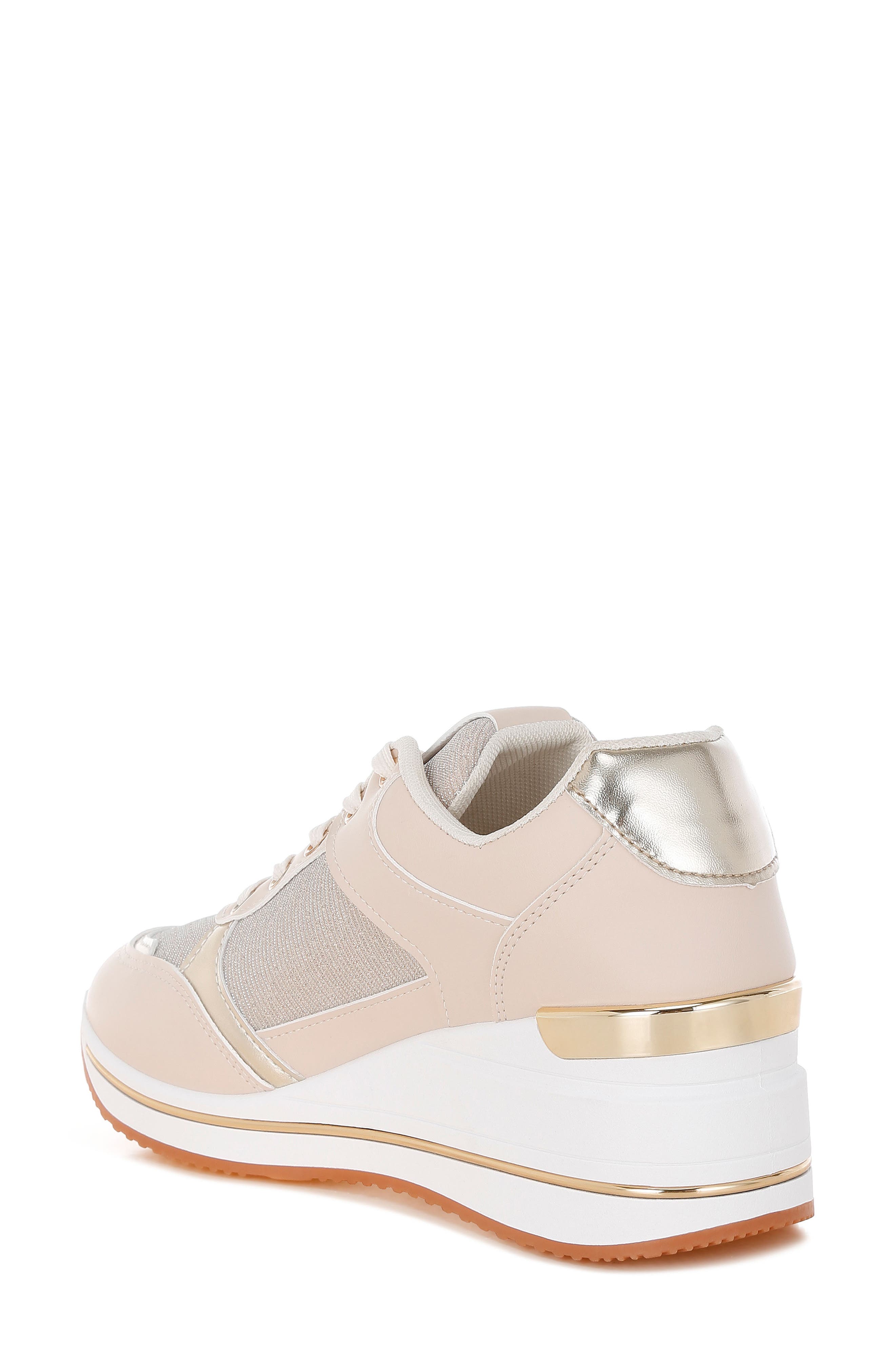 Vespera Wedge Sneaker, Alternate, color, BEIGE
