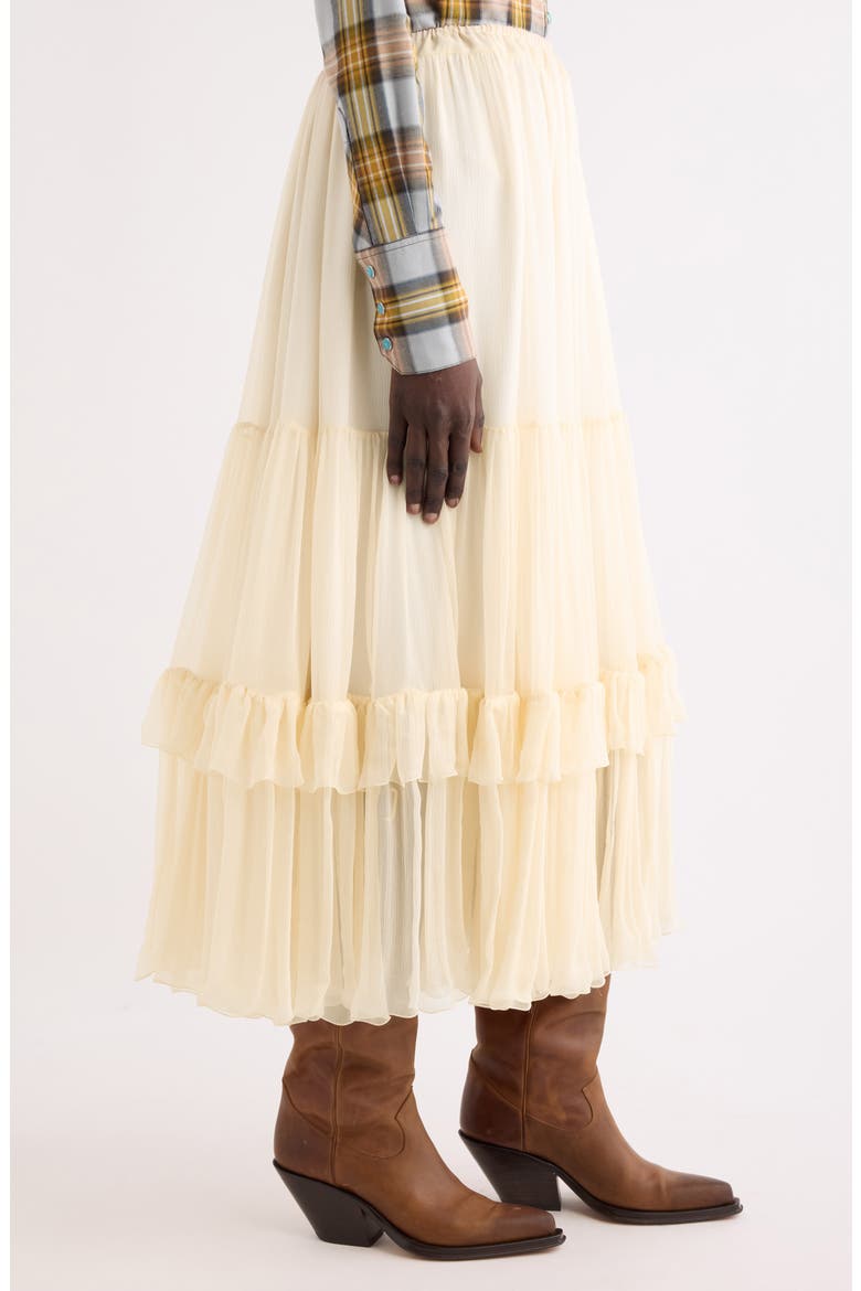 Tiered Silk Mousseline Skirt, Alternate, color, PRISTINE WHITE
