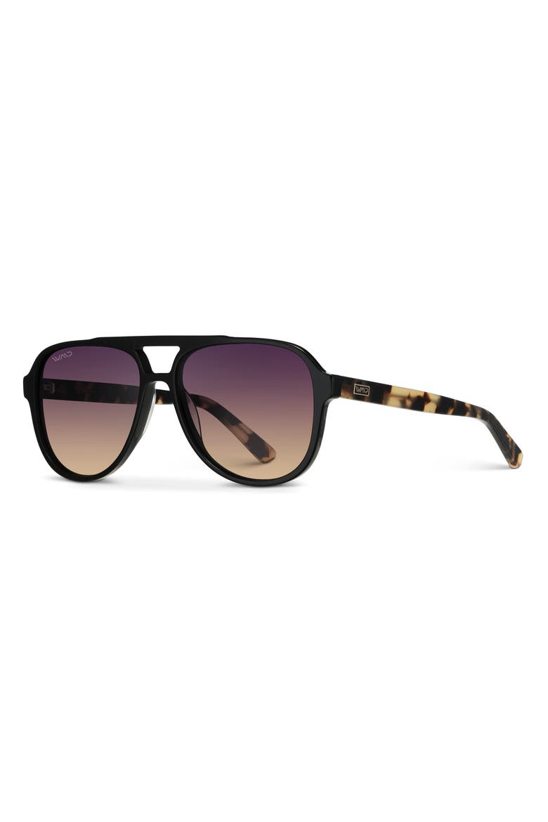 Indie - 57mm Aviator Polarized Sunglasses, Alternate, color, Black Cream Tortoise