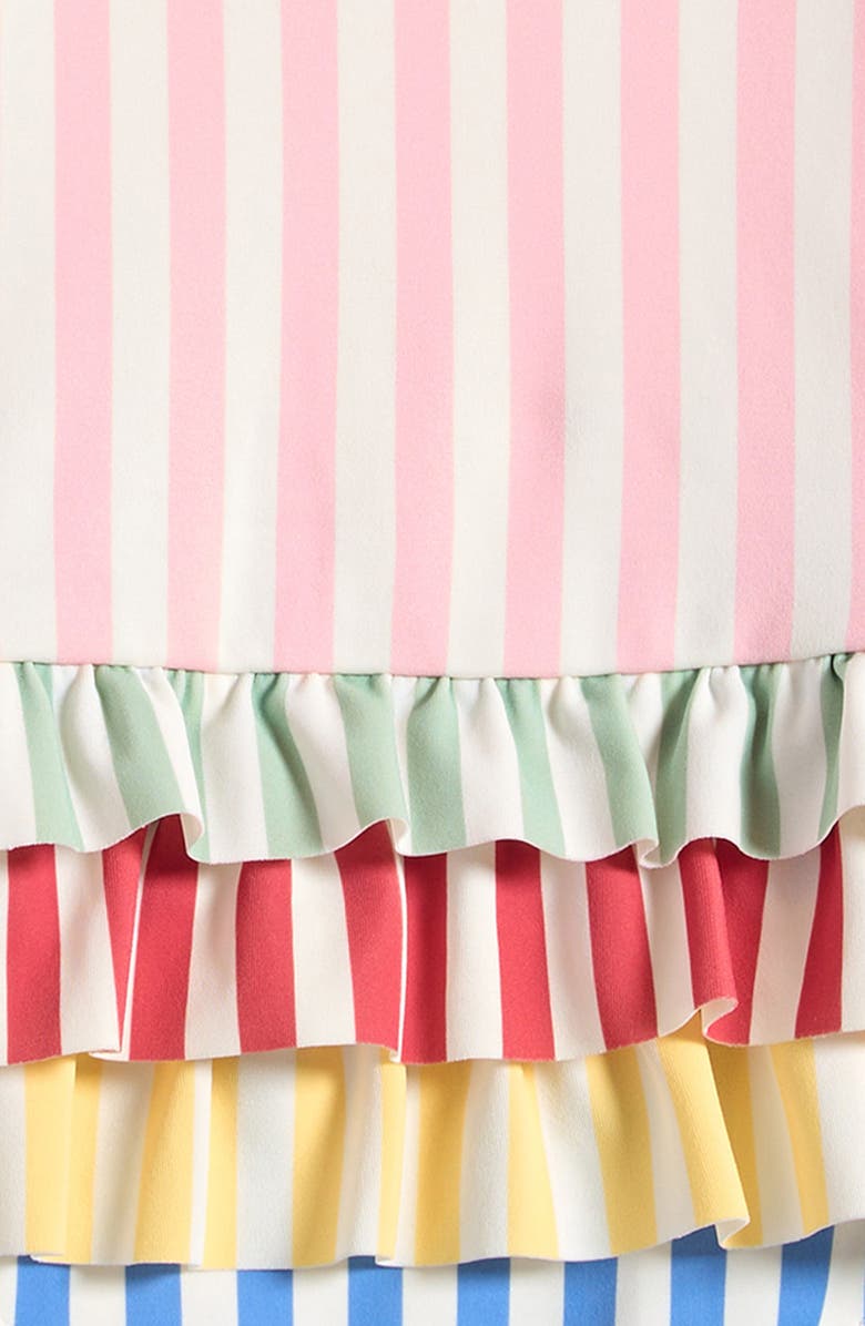 Boden Stripe Long Sleeve One-Piece Swimsuit, Alternate, color, Hotchpotch Stripe